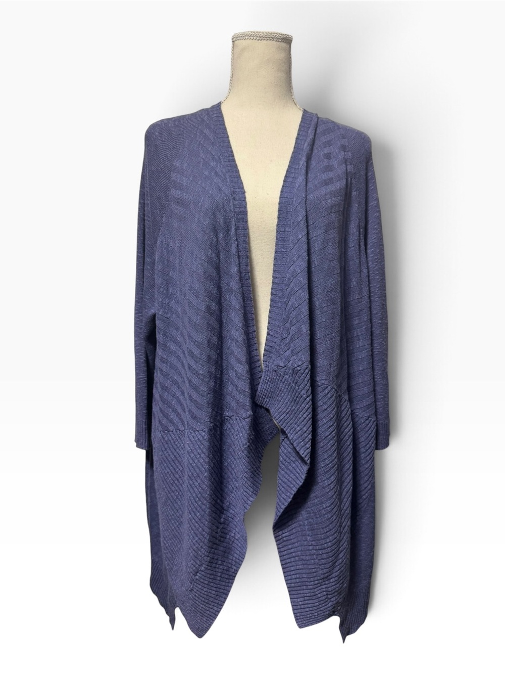 EILEEN FISHER Women's Cotton-Linen Knit Open Cardigan - Blue, Large - Picture 3 of 12